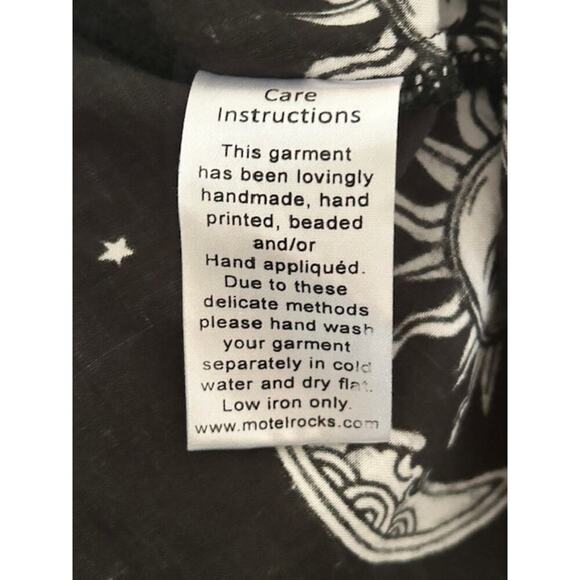 Motel XS Black Mini Skirt – Sun Moon Stars Print – Handmade – Viscose - Picture 6 of 7